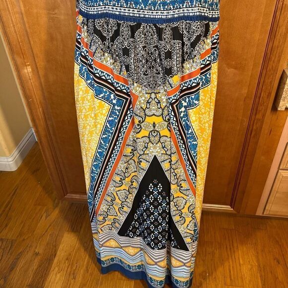 💜 3/$30 6/$50 Apt 9 Maxi Dress Multi Patterned in Yellow Blue Black  Size PXL - Picture 14 of 16